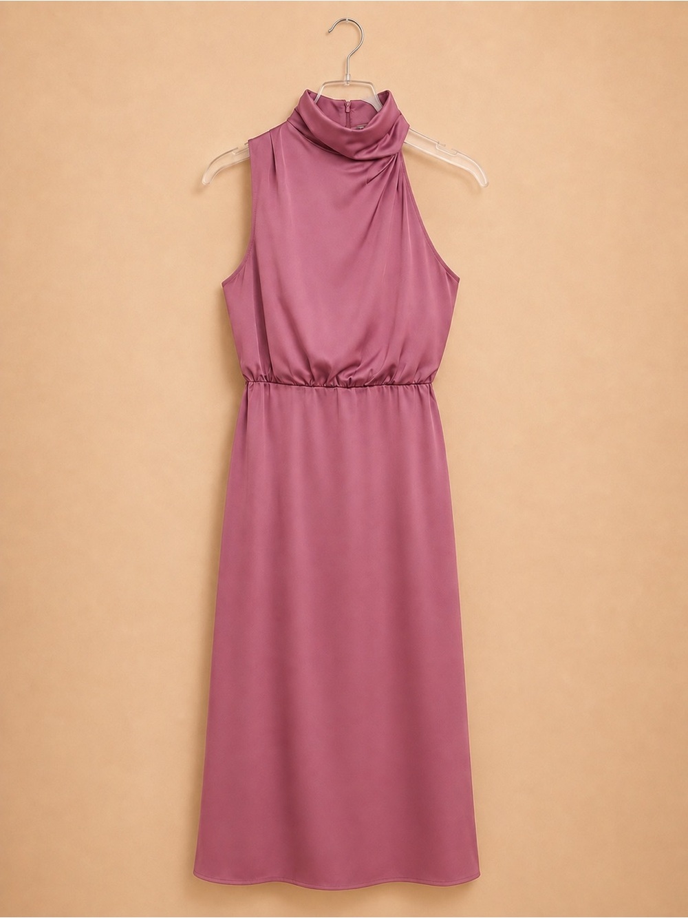 Elegant Mauve High Neck Halter Maxi Dress Wedding Guest Formal Size XL